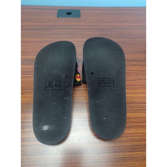 GOLDTOE Womens Slip On Slides Sandal Flowers Colorful Velvet Feel Size 8 - Picture 3 of 6